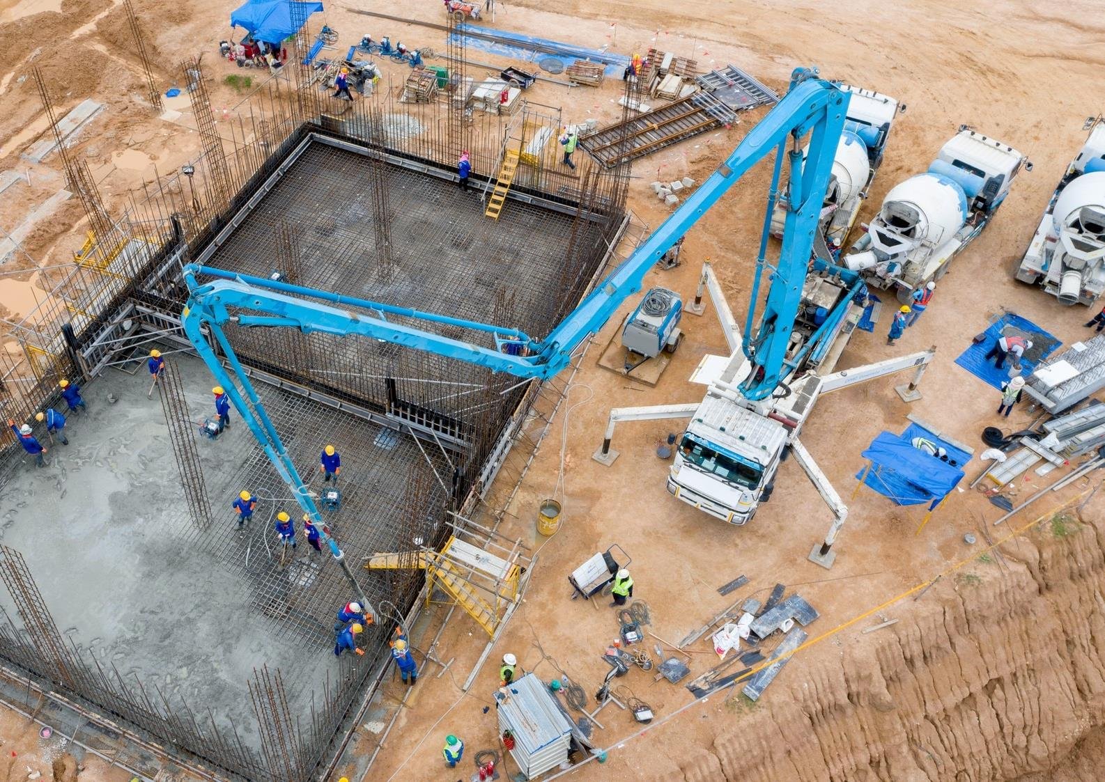 Aerial view of construction site