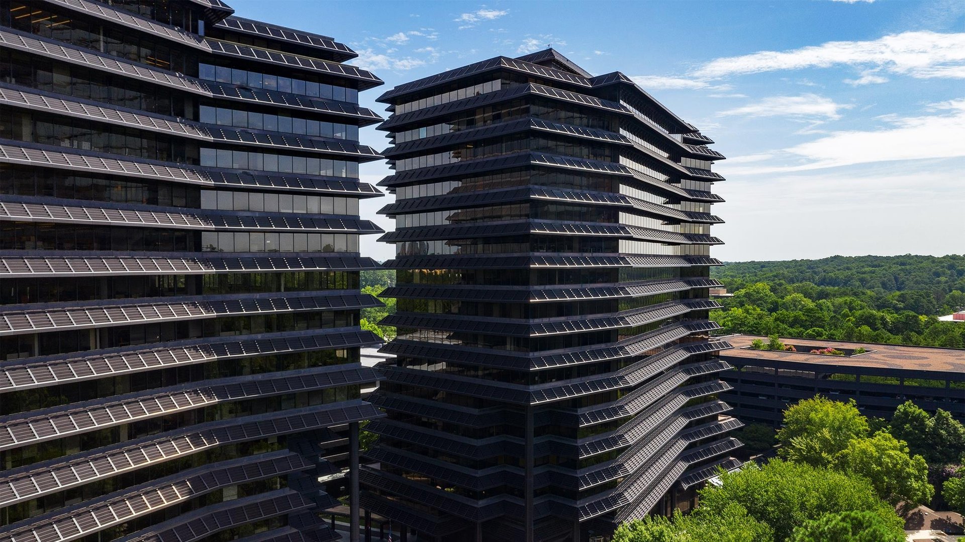 Steel and glass tower exterior